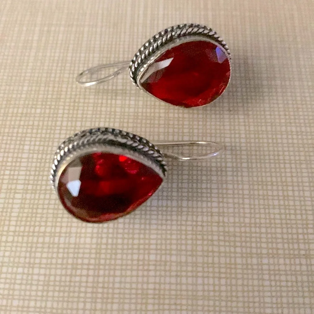 Classy red quartz artisan handcrafted earrings